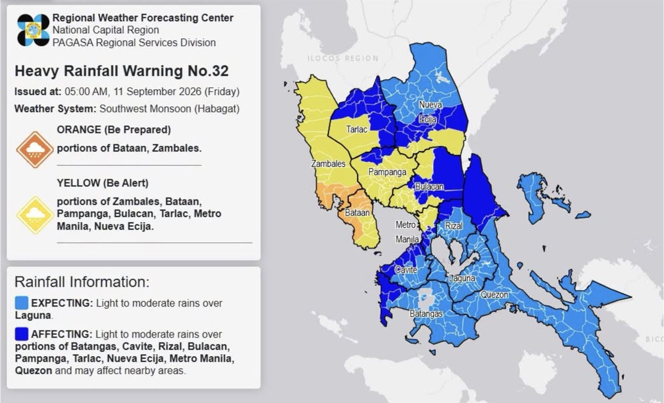 Bataan, Zambales brace for heavy rainfall as orange alert issued