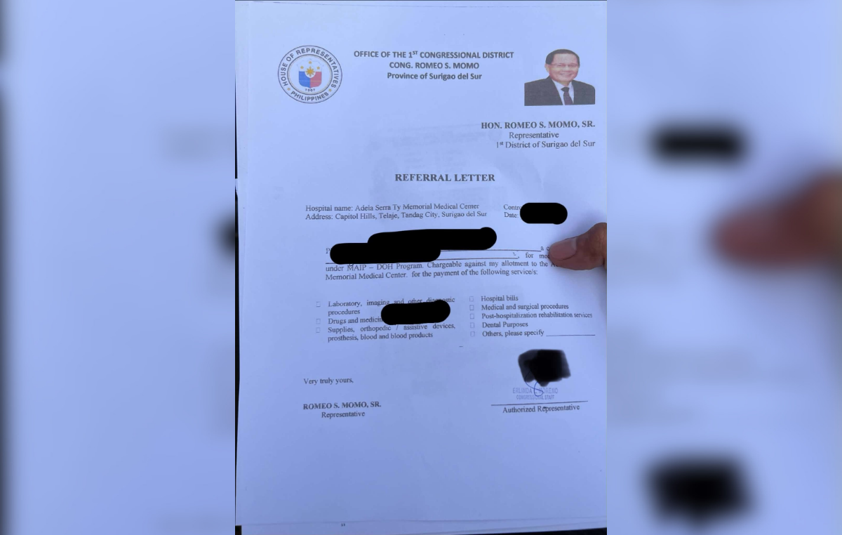 Kontrobersya sa hospital referral slips ng Surigao Sur kongresista