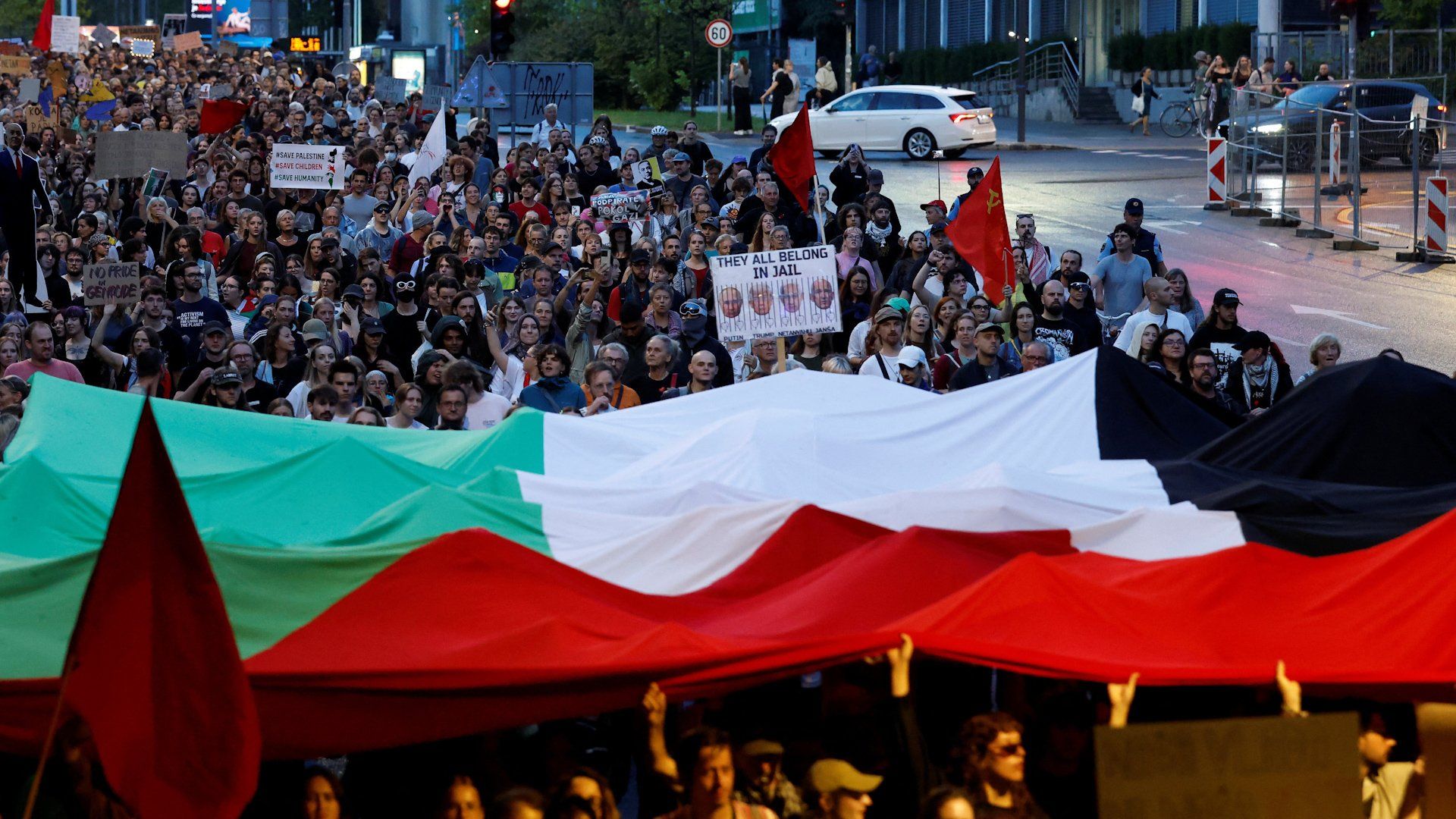 Pro-Palestinian demonstrators protest Israel embassy opening in Ljubljana