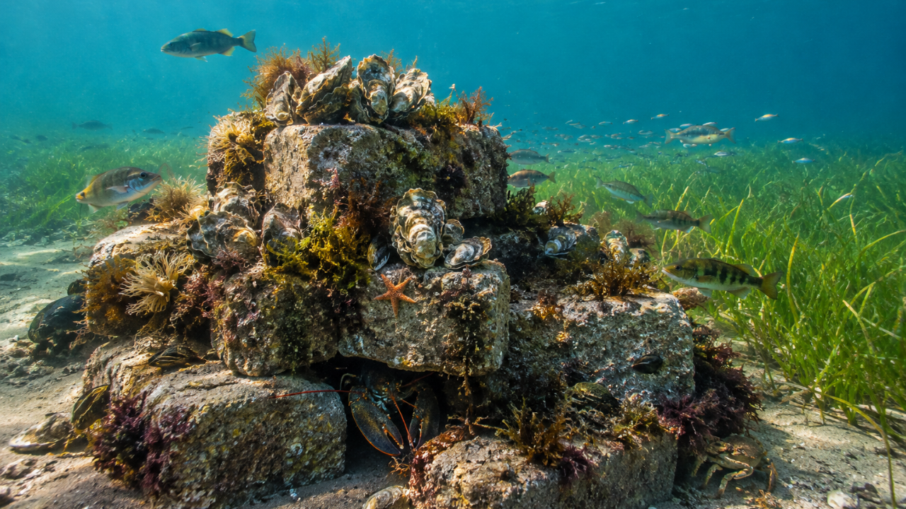 Artificial oyster reefs transform Canadian waters, boosting marine life 45-fold