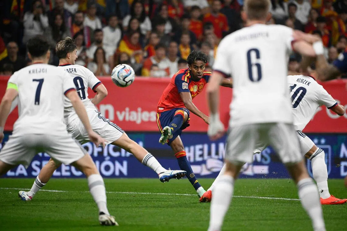 Spain's Yamal strikes as world champions extend Nations League lead