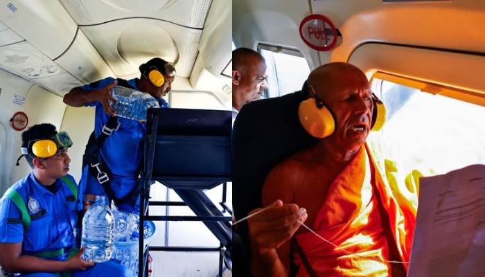 Sri Lanka Air Force disperses blessed water in drought relief effort