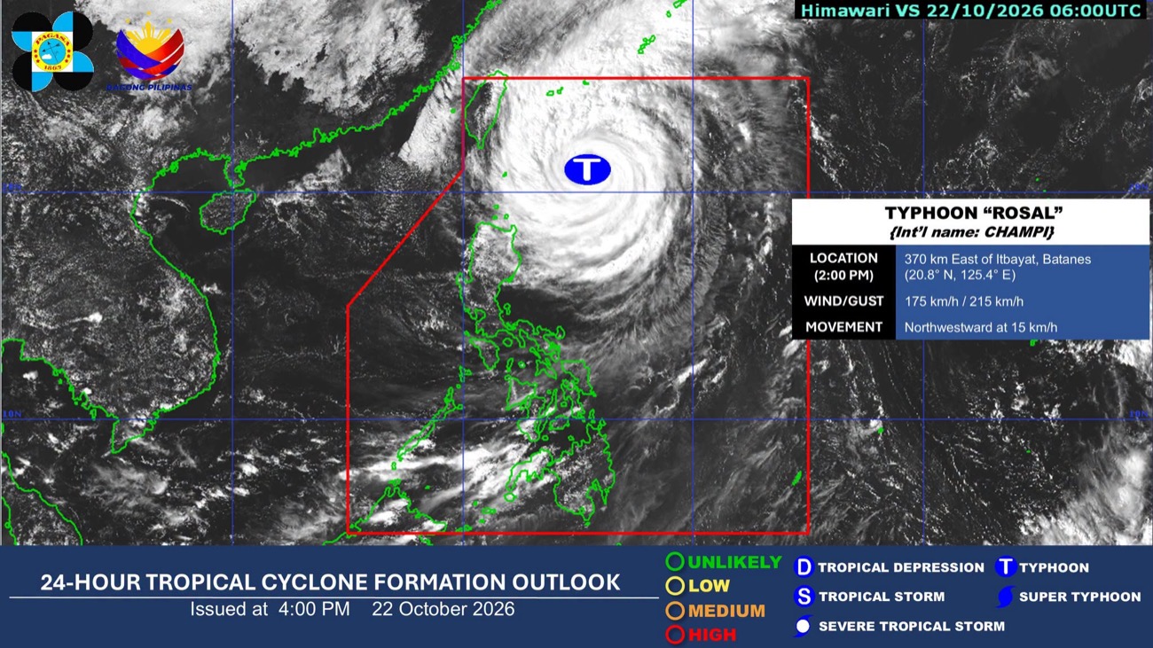 Super Typhoon Rosal downgraded to typhoon status Thursday