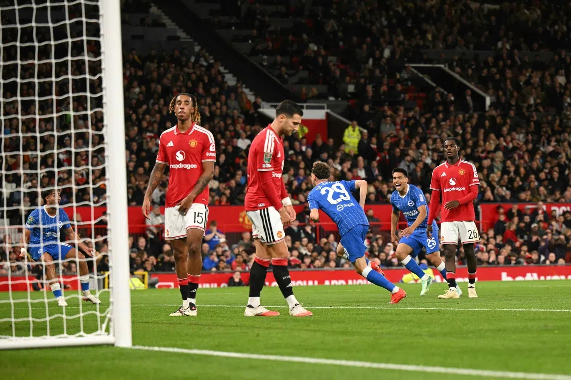 Manchester United's woes deepen with League Cup exit to Brighton