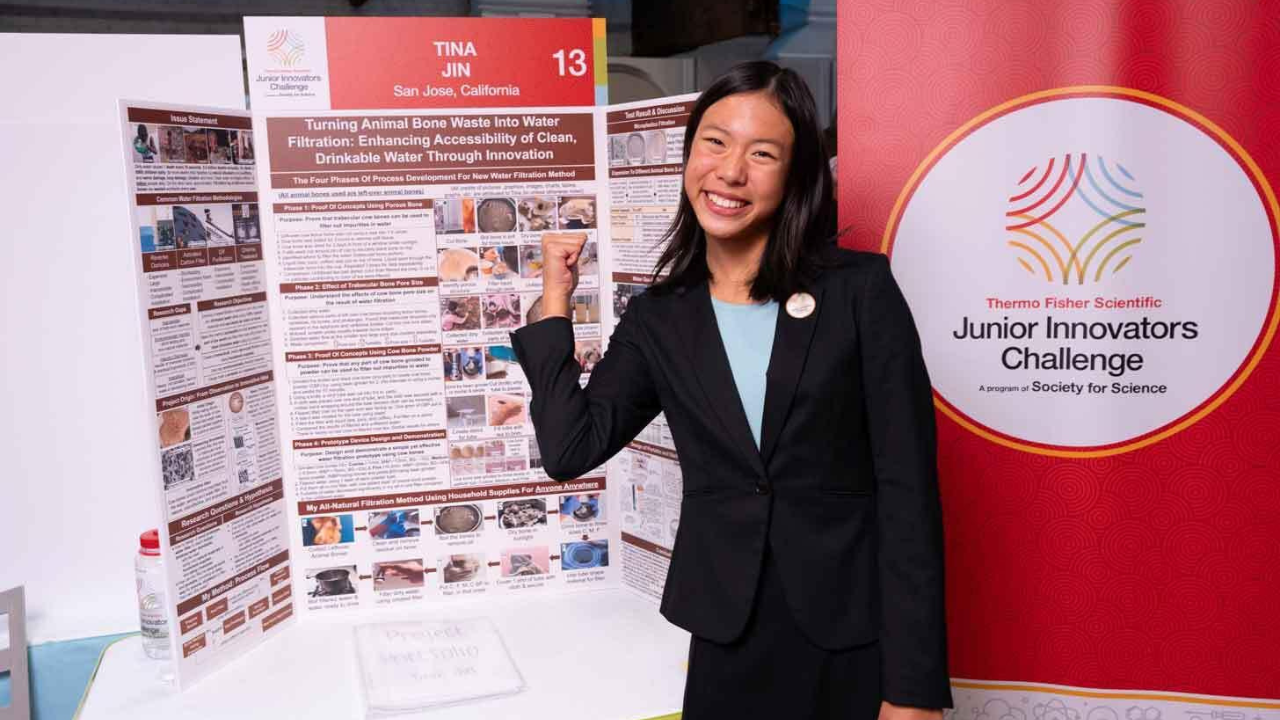 Teen scientist develops water purification material from animal bones