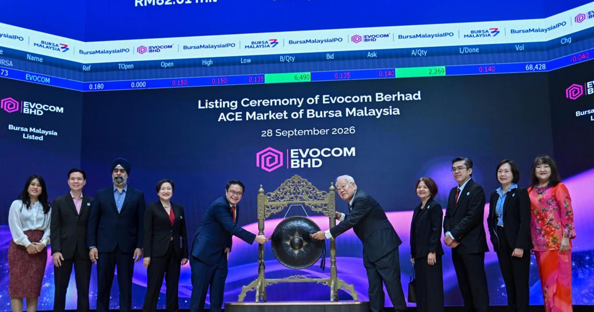 Evocom shares tumble 30% on Bursa Malaysia's ACE Market debut