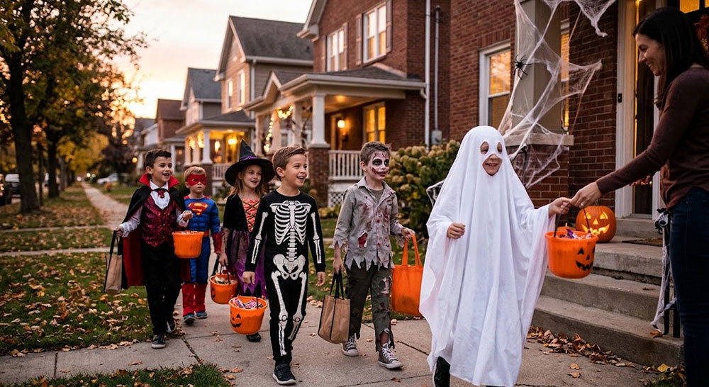 New England neighbourhood transforms into spooky spectacle each autumn