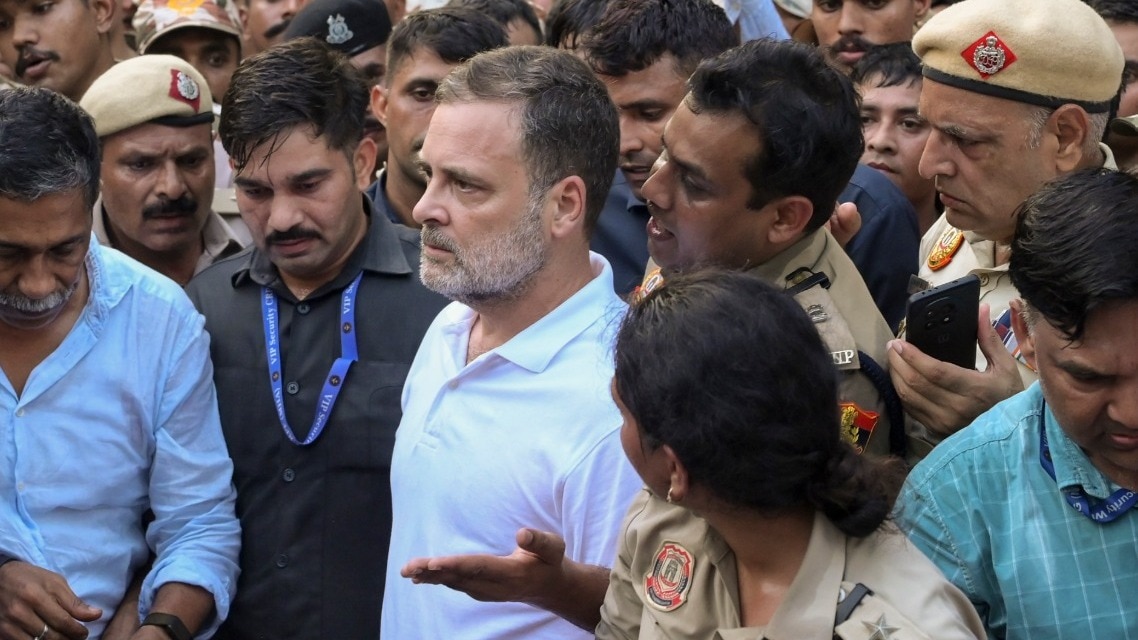 Opposition MPs blocked from marching in Delhi; Gandhi vows resolve