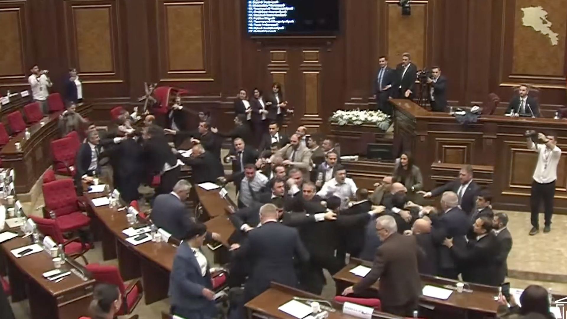 Armenian Parliament Erupts in Brawl Over Opposition Leader Comments