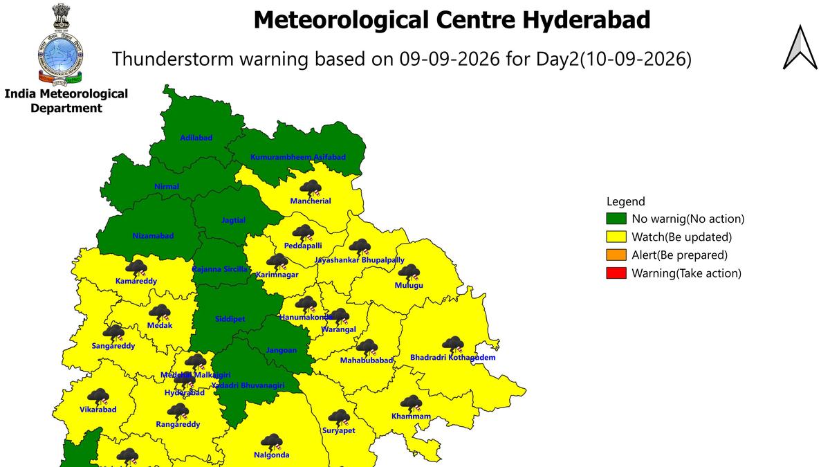 Telangana braces for thunderstorms across 17 districts September 10