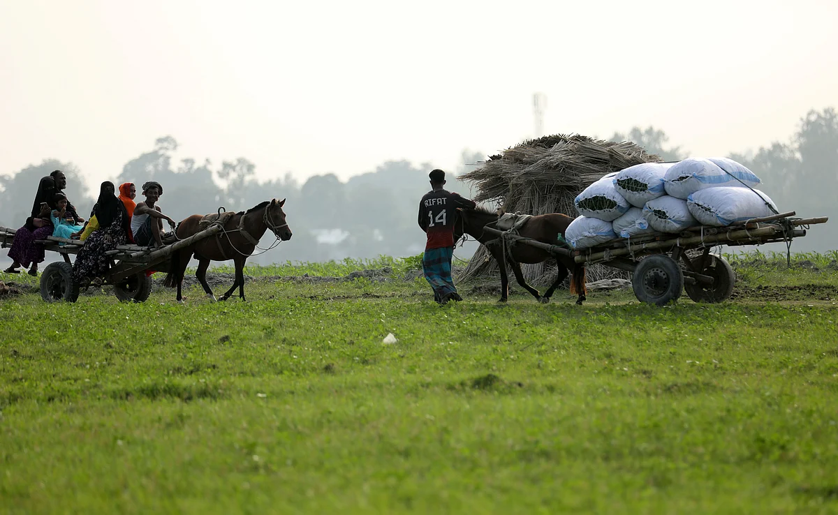 যমুনার বিশাল চরে ঘোড়ার গাড়ি চলাচল অব্যাহত