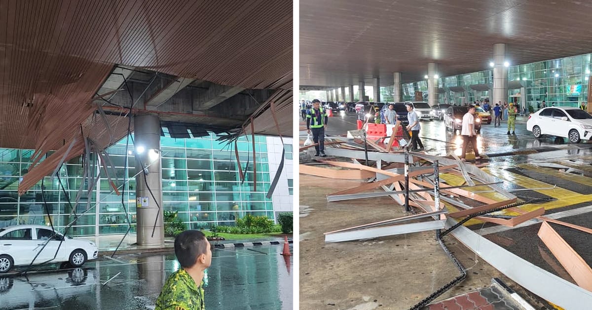 Heavy downpour causes ceiling damage at Kuching International Airport