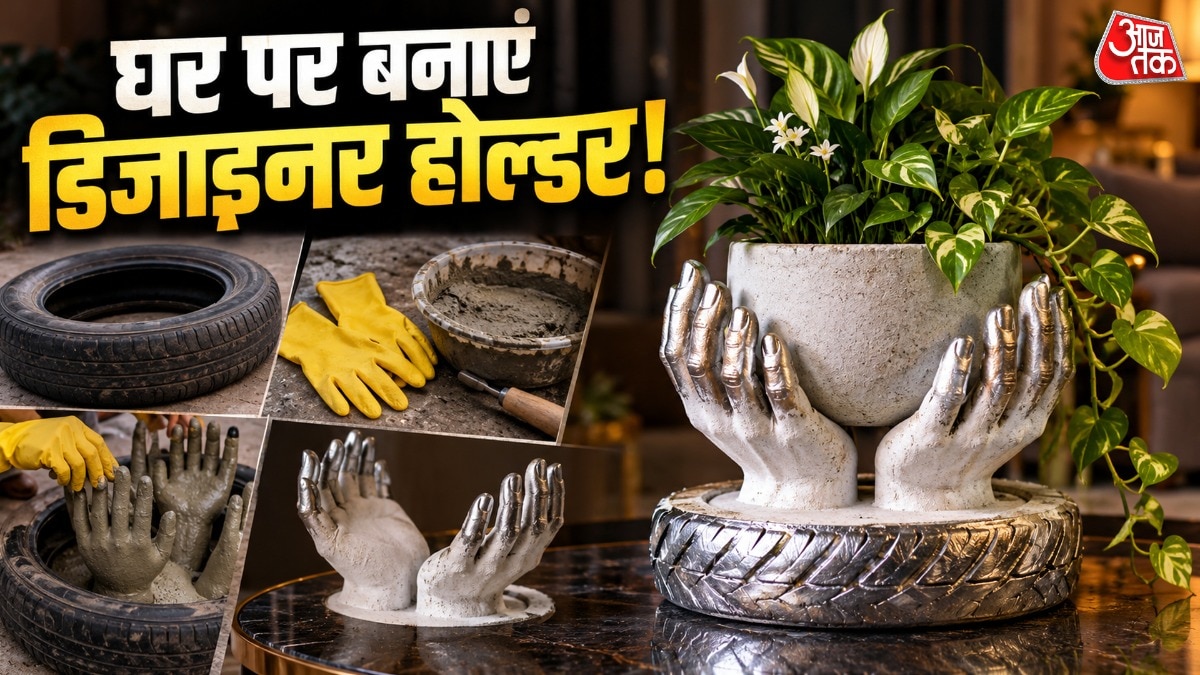 DIY flower pot holders transform discarded tyres, gloves into home décor