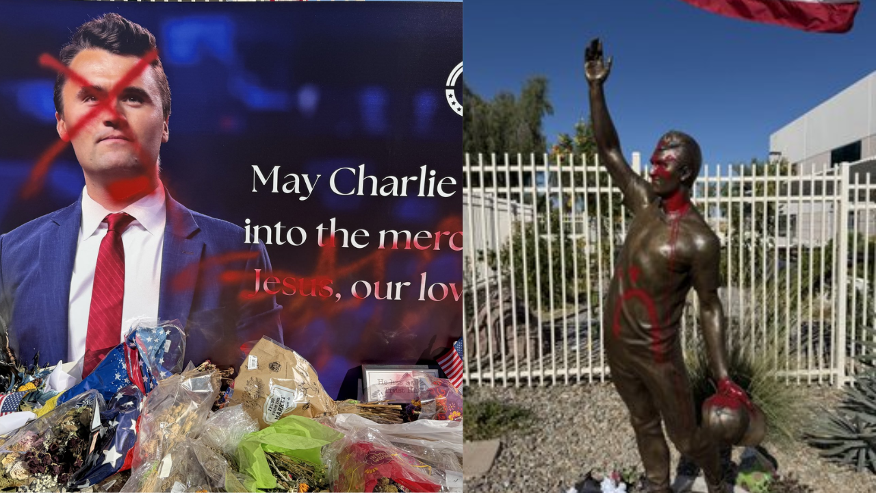 Memorial statue of conservative activist vandalized with paint in US