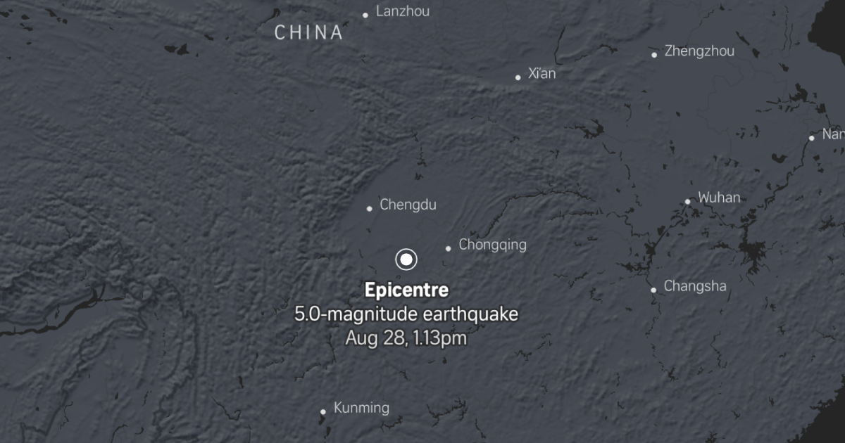 5.0-magnitude earthquake strikes China, epicenter mapped