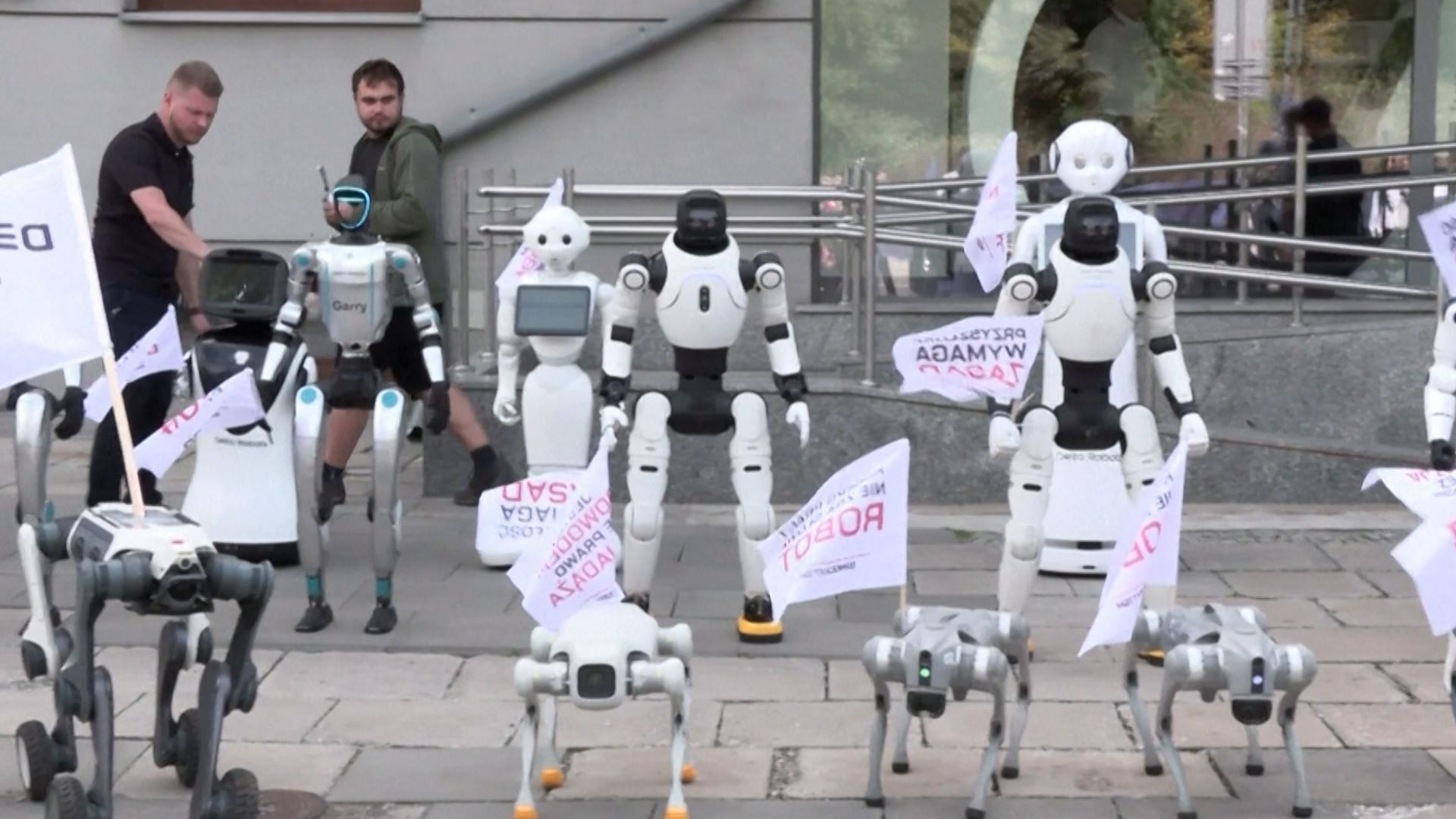 Polish robots stage demonstration against proposed AI regulations