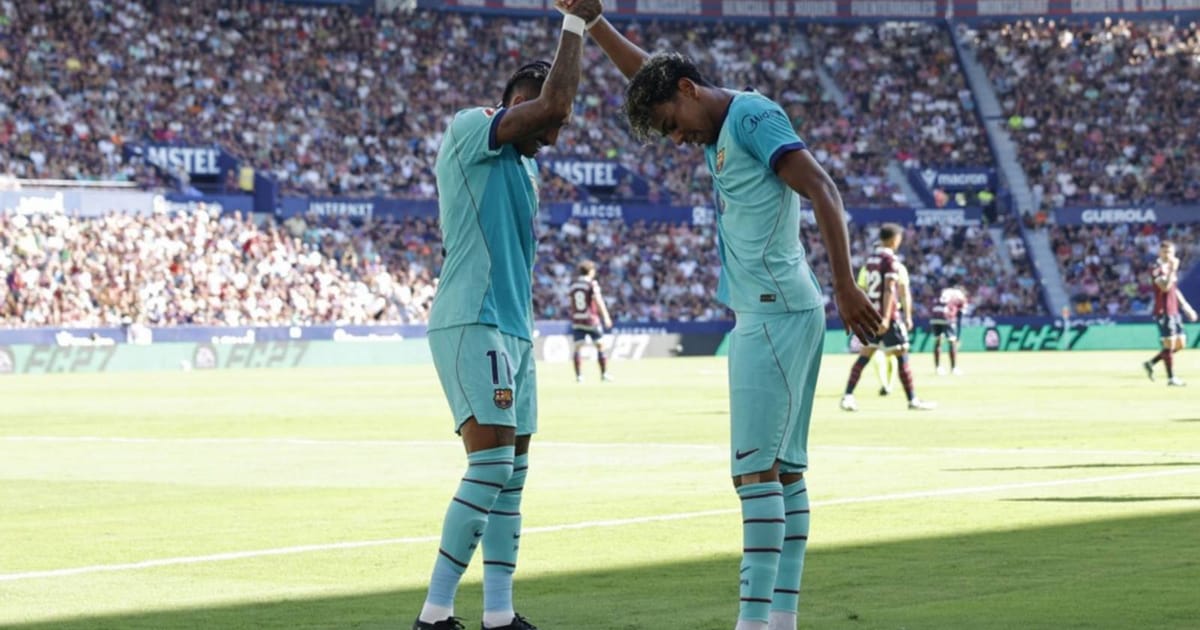 Yamal brace propels Barcelona past Levante in La Liga title race