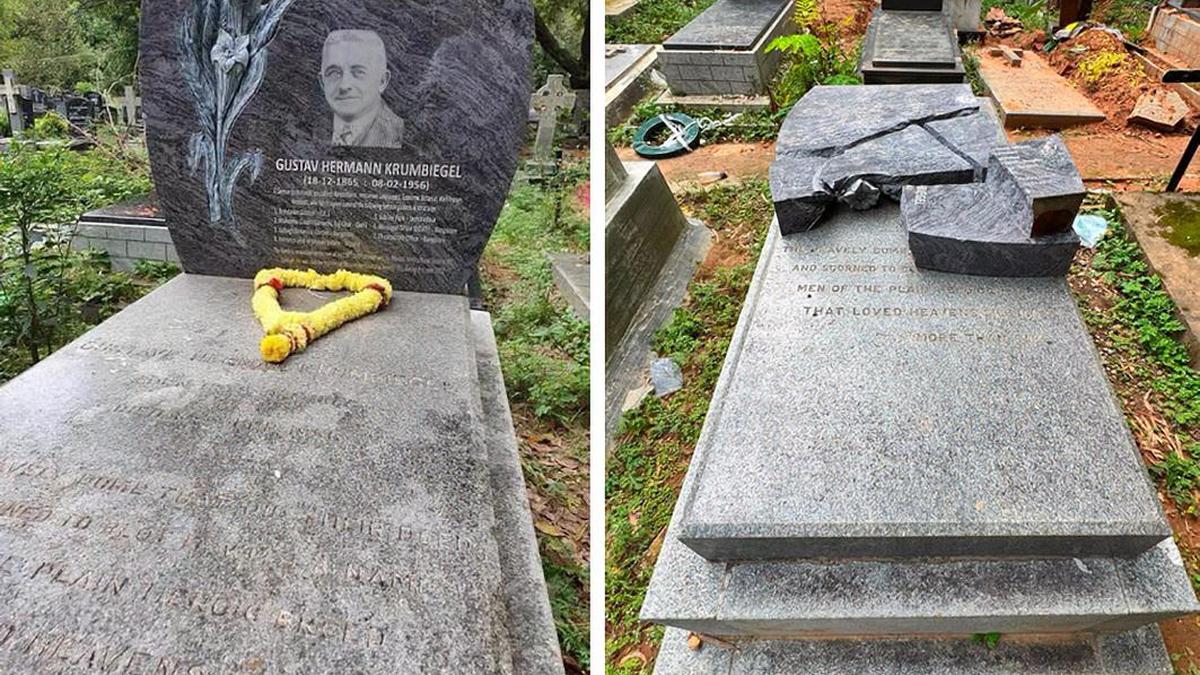 Krumbiegel's Headstone Damaged; Restoration Efforts Underway
