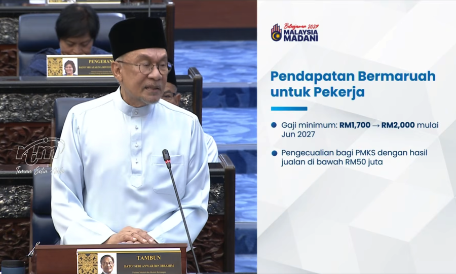 Malaysia raises minimum wage to RM2,000 under 2027 budget plan
