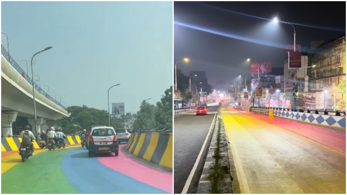 Kolkata's flyovers transform with vibrant alpana designs ahead of Durga Puja