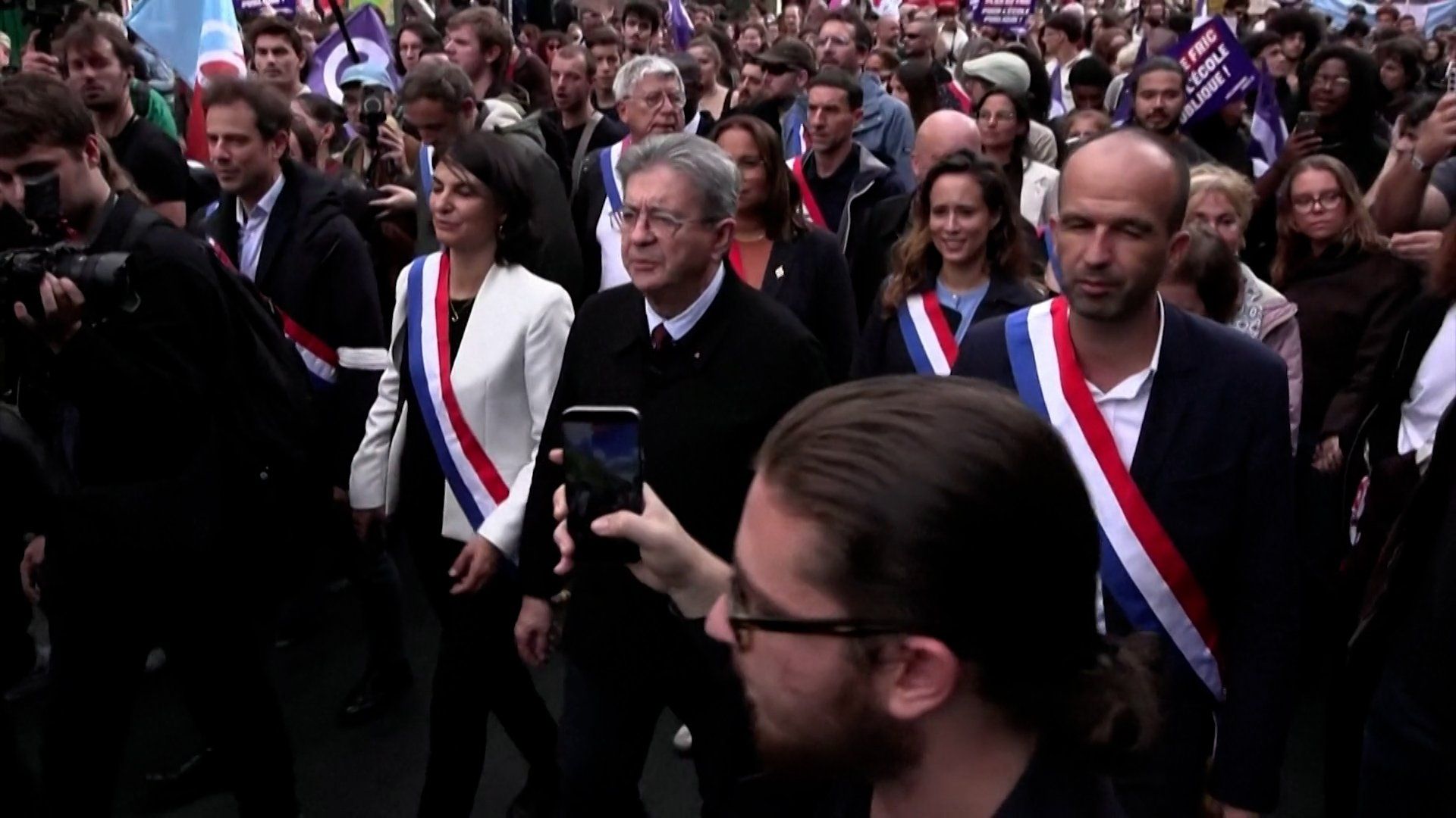 French leftist Melenchon backs student demonstrations in show of solidarity
