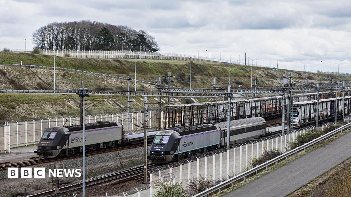 Bus collides with stationary train at French Channel Tunnel entrance