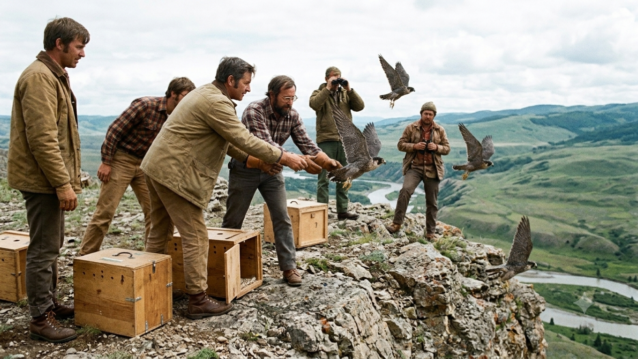 Historic falcon release program reversed species' extinction crisis