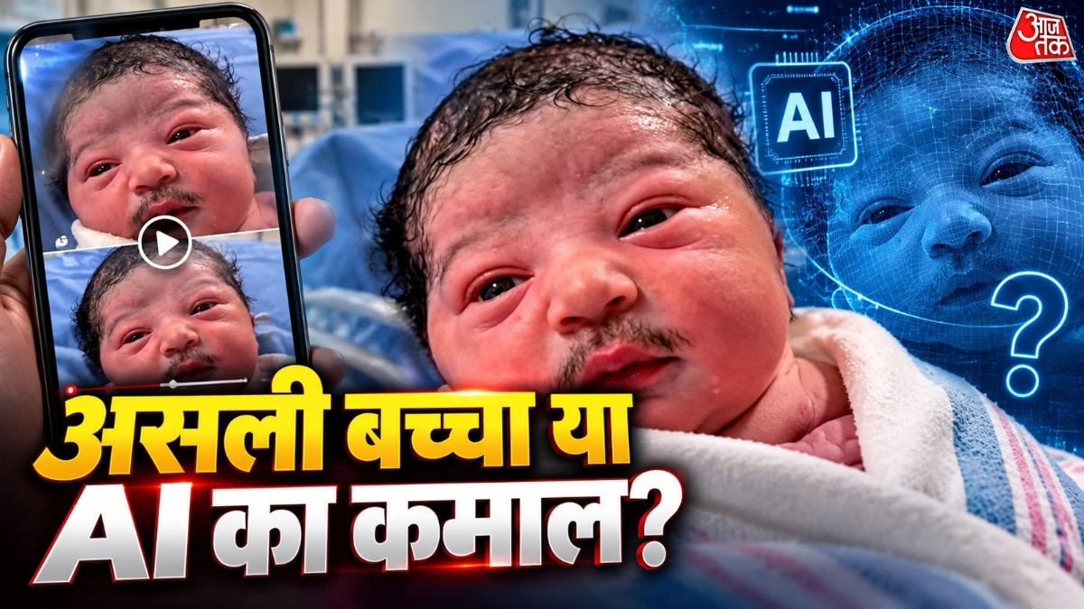 Newborn with Prominent Mustache Sparks Social Media Debate on Authenticity