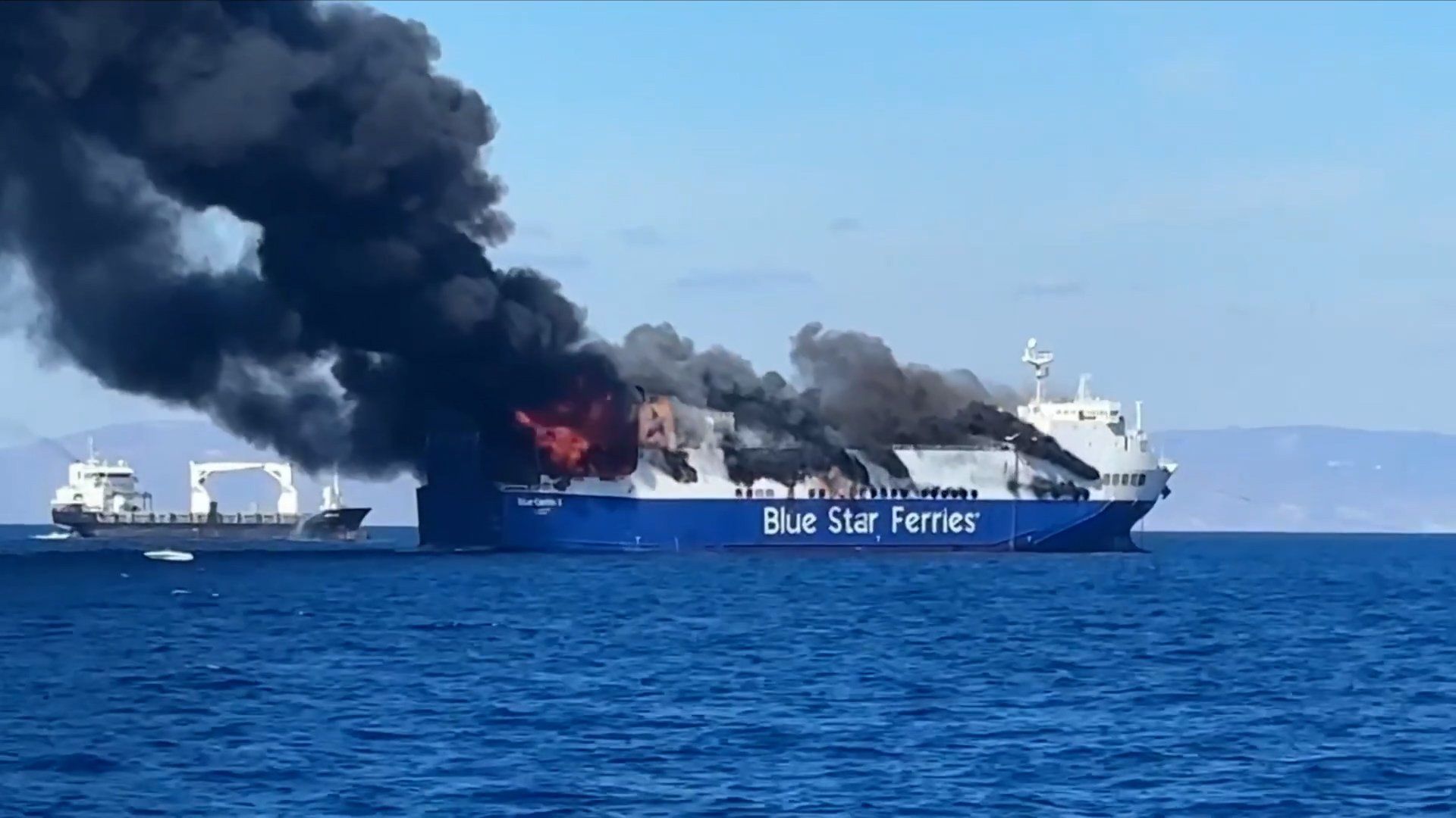 Major fire forces evacuation of passenger ferry near Greek island
