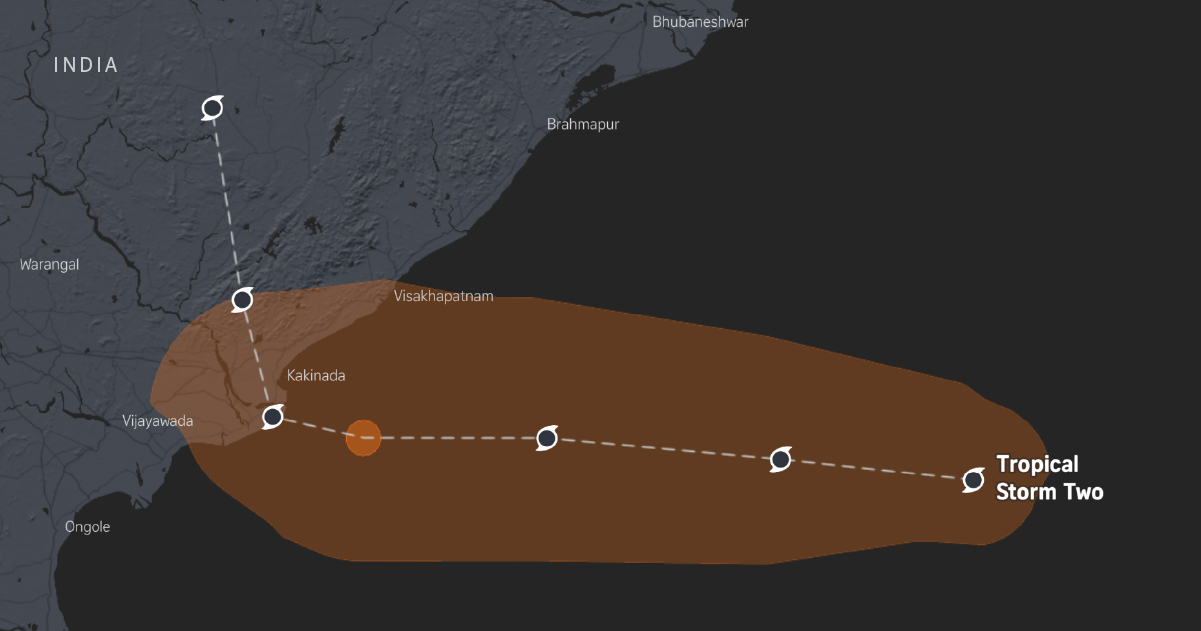 Tropical Cyclone Two: Expected path and arrival times detailed