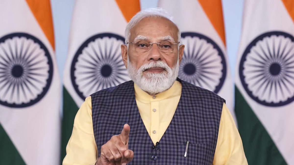 Modi warns on drug menace, pushes girl students toward space sector