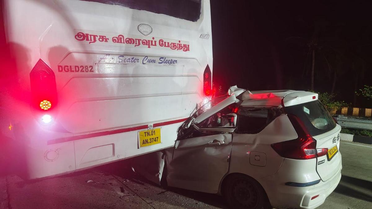Two dead, six injured as SUV collides with bus near Cuddalore