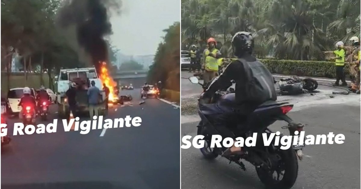 Eight hospitalised after multi-vehicle collision on TPE triggers motorcycle fire