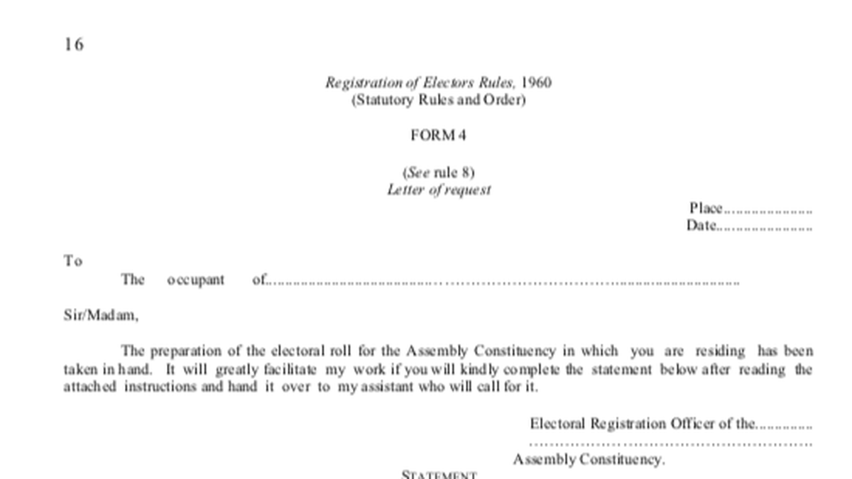 Electoral body scrutinises voter enumeration form for regulatory compliance