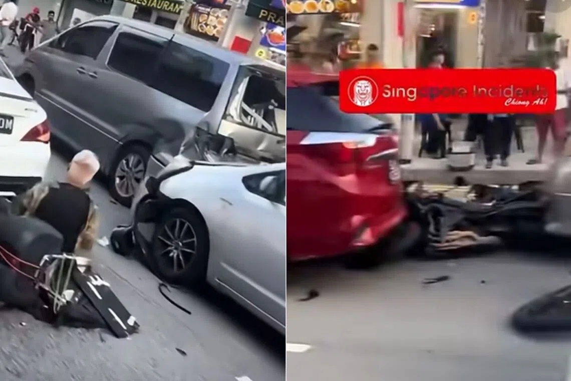 Multiple vehicles collide on Sims Avenue, two motorcyclists injured