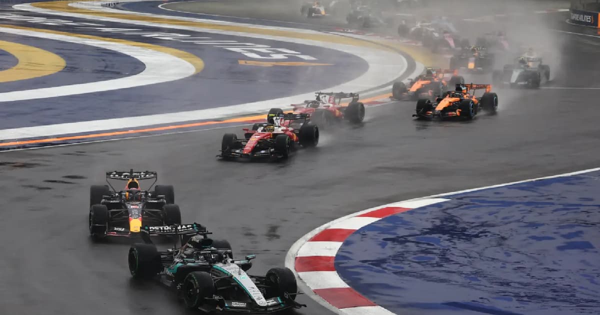 Singapore F1 sprint delayed by heavy rain, now underway