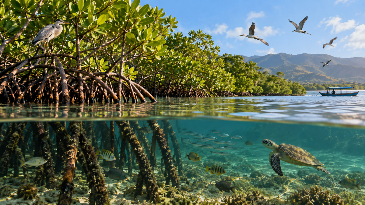 Flores mangrove restoration proves effective for wildlife and carbon storage